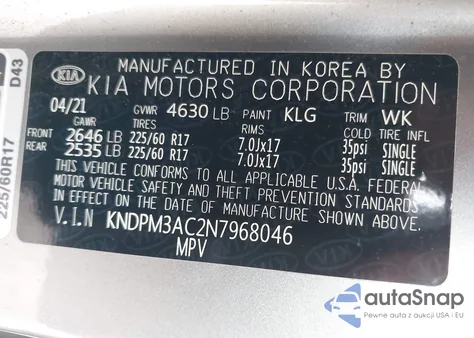 2022 Kia Sportage Lx from USA, damaged, VIN KNDPM3AC2N7968046